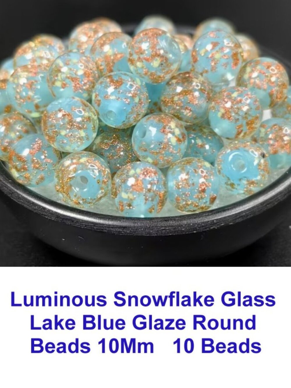 Illumination Lake Blue Glow in the Dark Beads.  15 Beads - 8mm OR 10MM